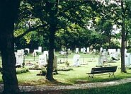 Hainartiger Friedhof mit Grabfeldern.