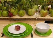 Thema Herbst: Tischdeko in grün.
