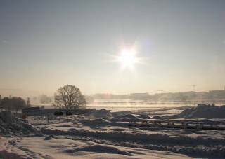 arktische Kälte Landschaft mit Sonne