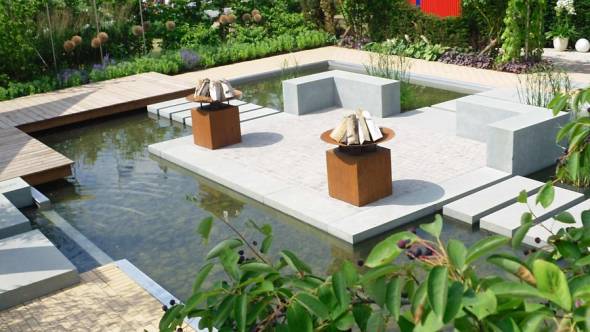 Terrassengestaltung mit Wasser – Bachlauf und weitere Ideen