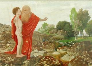 Gottvater zeigt Adam Paradies, Gemälde Arnold Böcklin