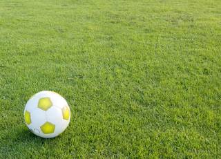 Rasen mit Fußball