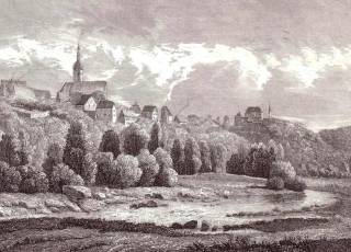 Stadt Dohna um 1850 Stahlstich