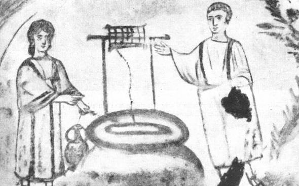 Jesus und Samariterin am Brunnen Via Latina Katakombe Rom