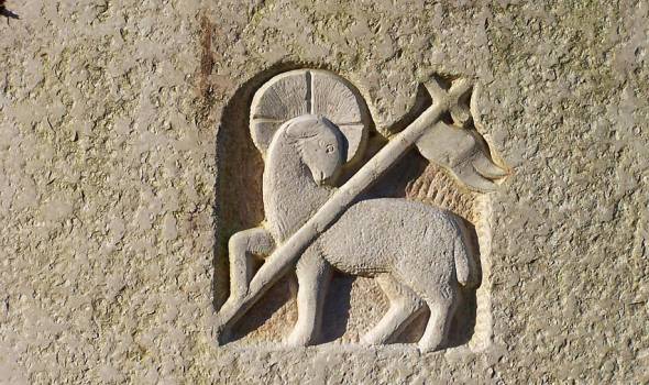 Christussymbol Lamm mit Siegesfahne