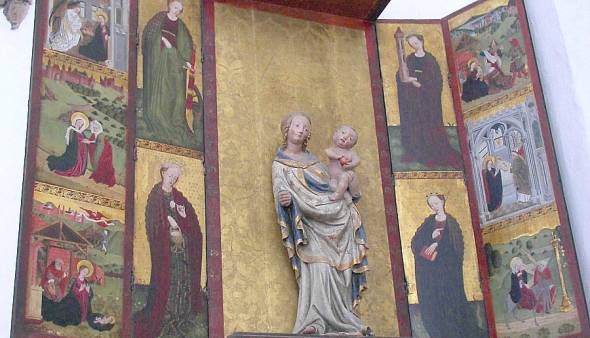 Marienaltar Jungfrau Maria und Jesus mit Apfel