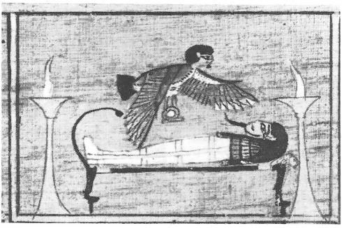 Ägyptischer Ba Vogel über einer Seele
