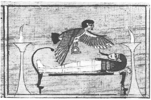 Ägyptischer Ba Vogel über einer Seele